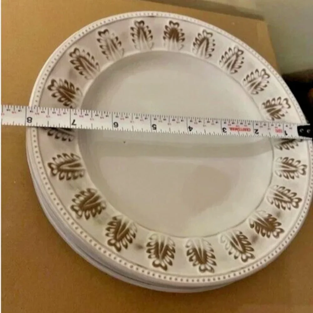 New S/4 Pottery Barn Rustic White Small Plates Mix + Match | 8